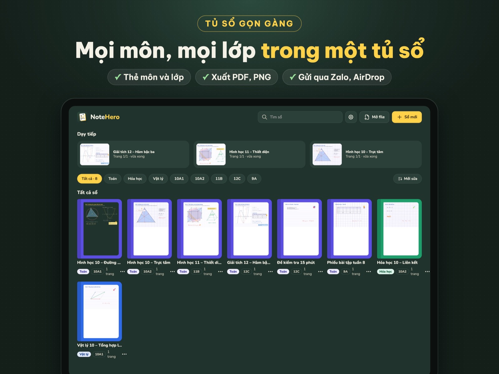 Tủ sổ, PDF và chia sẻ